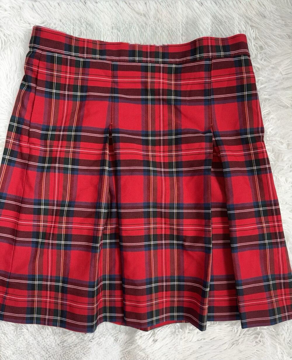 School Apparel Girls 14 H Red Checked Tartan Plaid Skirt. Exc. Qual & Cond